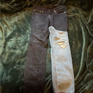 PacSun Black and Light Blue Straight Leg Jeans